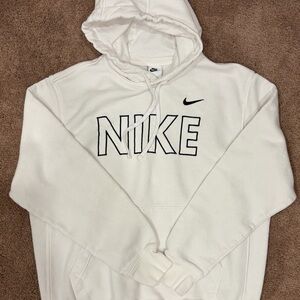 Nike White Hoodie with Black Logo